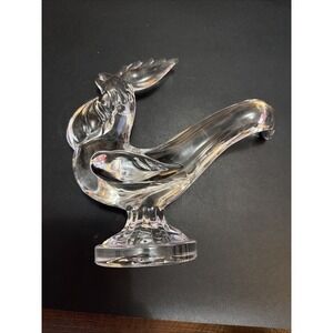 Glass Rooster Vintage Heavy Clear Figure